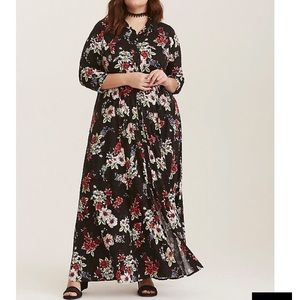 Torrid floral maxi shirt dress sz 1